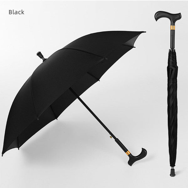 Long Handle Automatic Crutch Umbrella Walking Cane Stick Umbrella