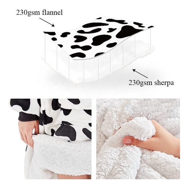 Wholesale wearable oversized sweatshirt blanket sherpa hoodie blanket