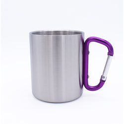 Custom printing camper sublimation handle religious mugs stainless steel cup campfire camping metal carabiner mug