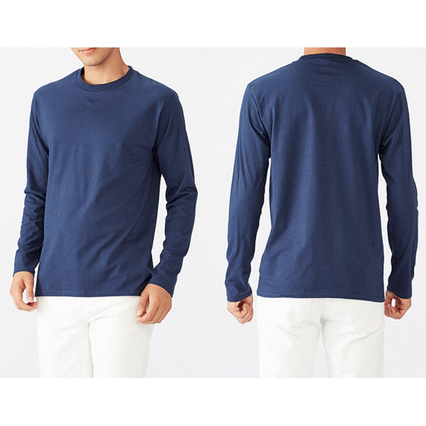 180g fashion round neck men pullover t-shirt name brand men's long sleeve customized shirt