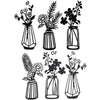 Decorative Figurines 3 Pcs Metal Flower Wall Iron Decor Vase Art Black Wire Floral Sculpture For Living Room