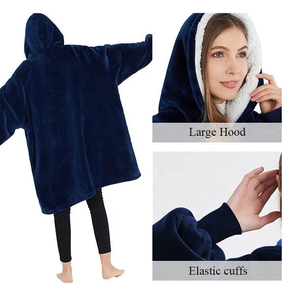 Wholesale wearable oversized sweatshirt blanket sherpa hoodie blanket