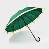 Sturdy wind resistant 23inch custom logo print wood j handle stick straight wooden umbrella