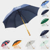 Sturdy wind resistant 23inch custom logo print wood j handle stick straight wooden umbrella