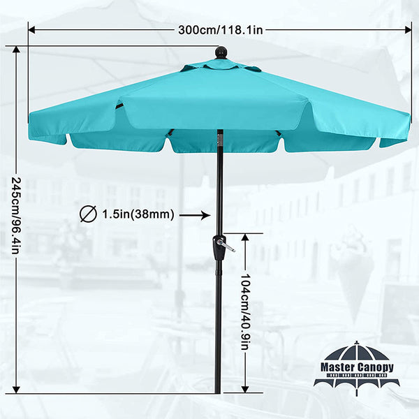 9.8FT Valance Patio Umbrella Outdoor Table Market for Garden Beach Umbrella with Push Button Tilt