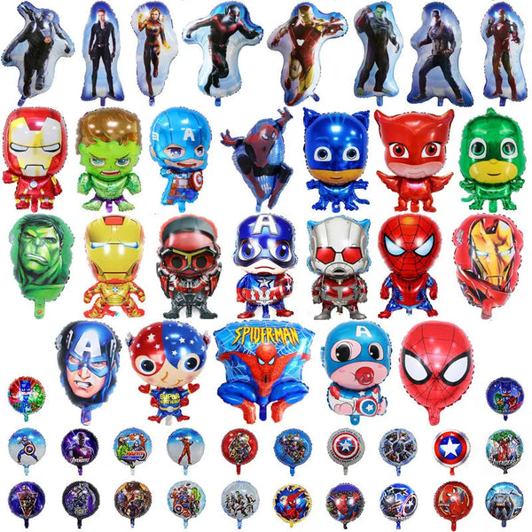 Spider Man Super Hero Foil Balloon Cartoon Character Hand Stick Captain Bat Helium Globos Kids Party Decoration