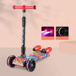 Scooter spray new wholesale 3 wheel Flashing cool Folding children electric kick water spray kids scooter with spray led lights