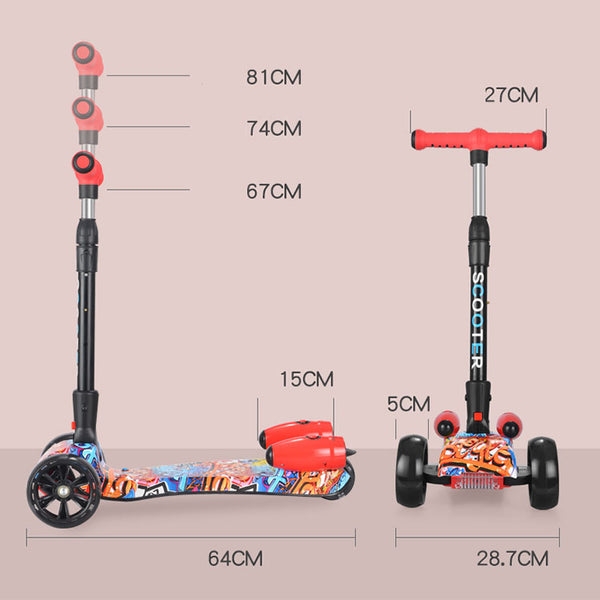 Scooter spray new wholesale 3 wheel Flashing cool Folding children electric kick water spray kids scooter with spray led lights